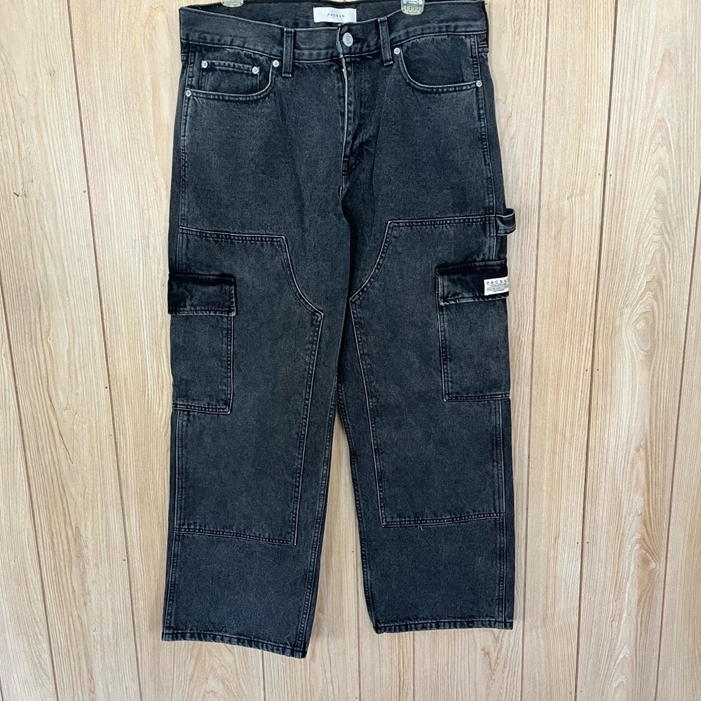 PacSun Black Washed Cargo Shorts with Patch Logo